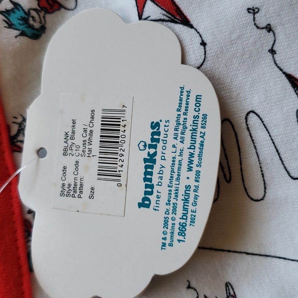 Vtg New Dr. Seuss Nursery Bumkins Baby Blanket 100% Cotton 26” x 26” - Picture 4 of 5